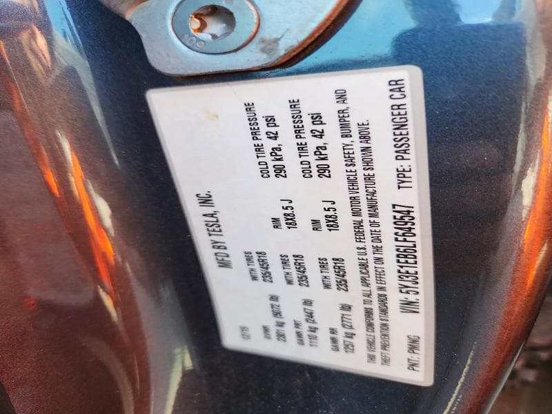 2020 TESLA MODEL 3 12
