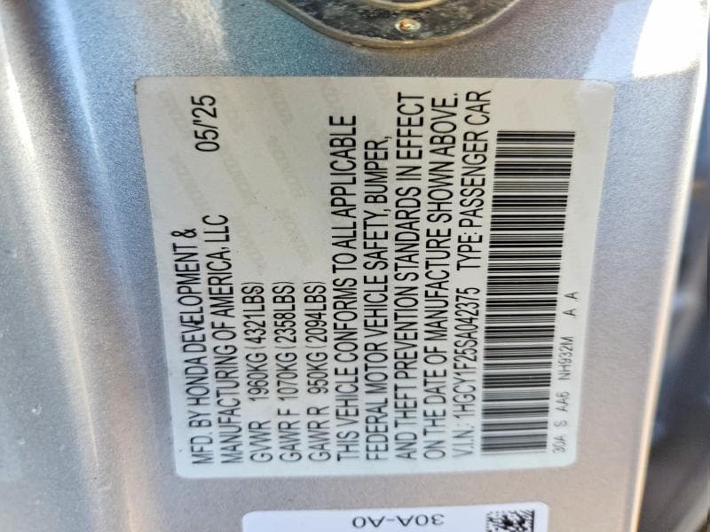 2025 HONDA ACCORD LX 13