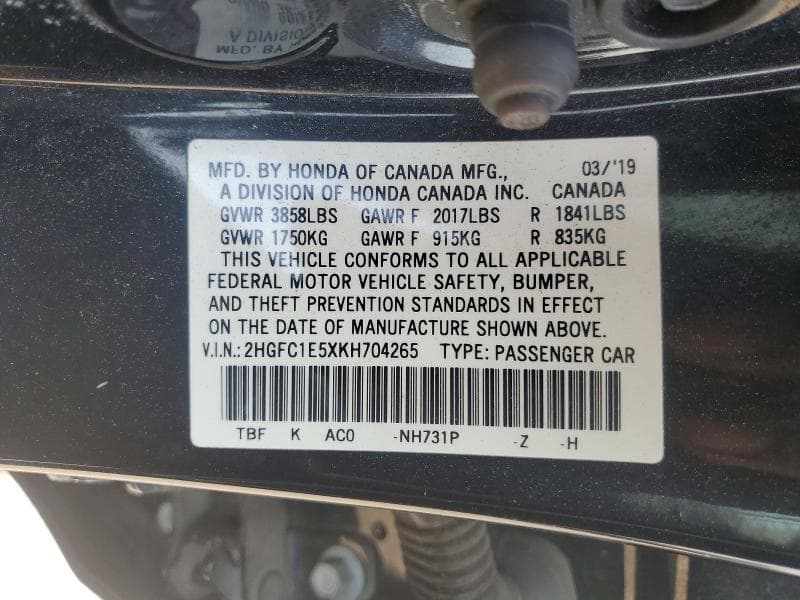 2019 HONDA CIVIC SI 12