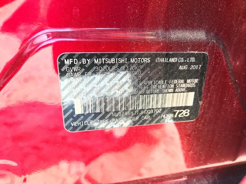 2018 MITSUBISHI MIRAGE SE 12