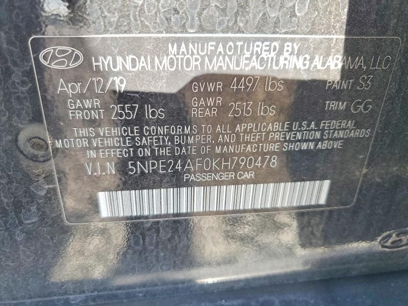 2019 HYUNDAI SONATA SE 12