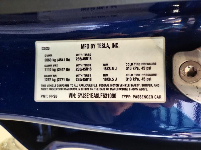 2020 TESLA MODEL 3 13