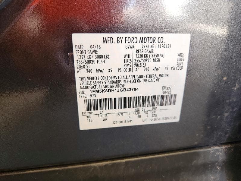 2018 FORD EXPLORER XLT 14