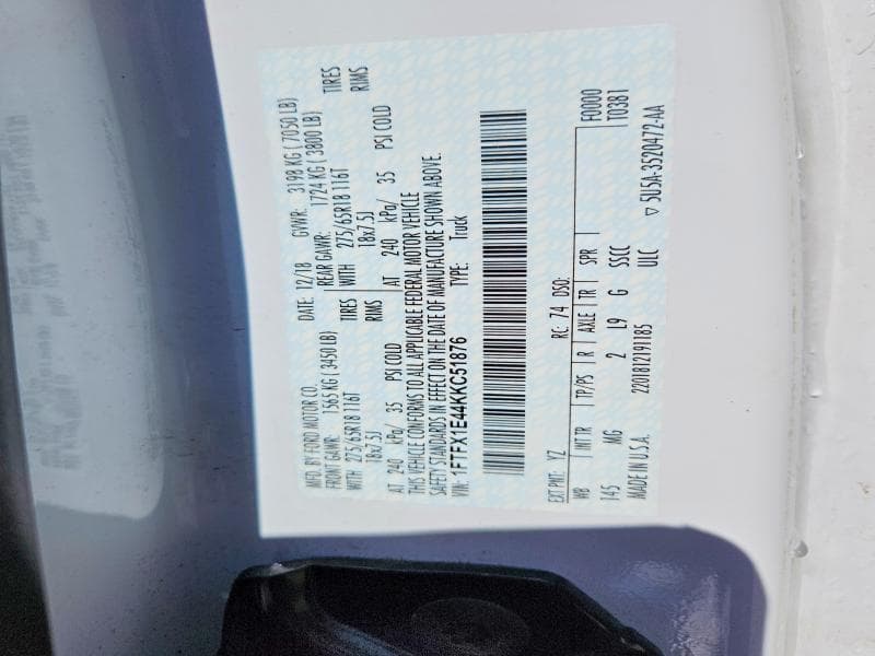 2019 FORD F150 SUPER CAB 12