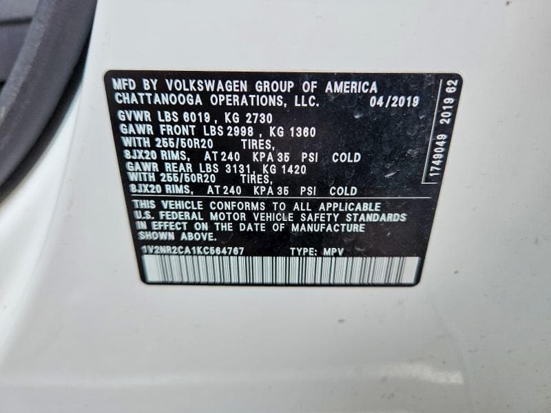 2019 VOLKSWAGEN ATLAS SEL PREMIUM 13