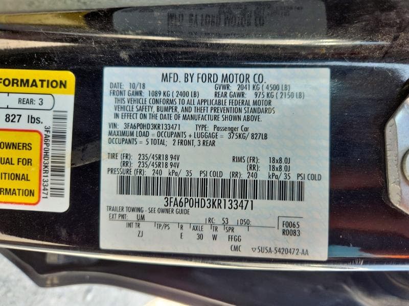 2019 FORD FUSION SE 12