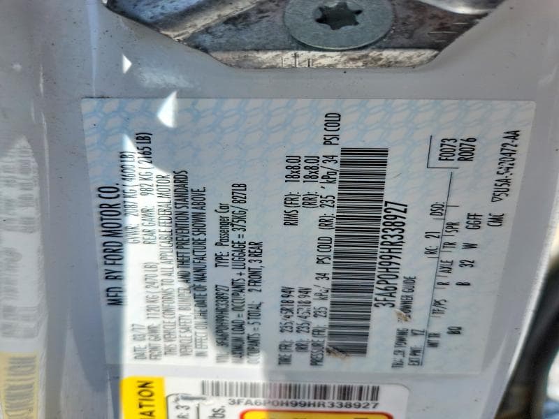 2017 FORD FUSION SE 12