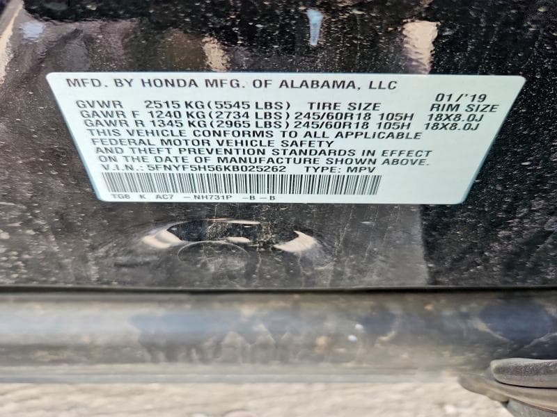 2019 HONDA PILOT EXL 13