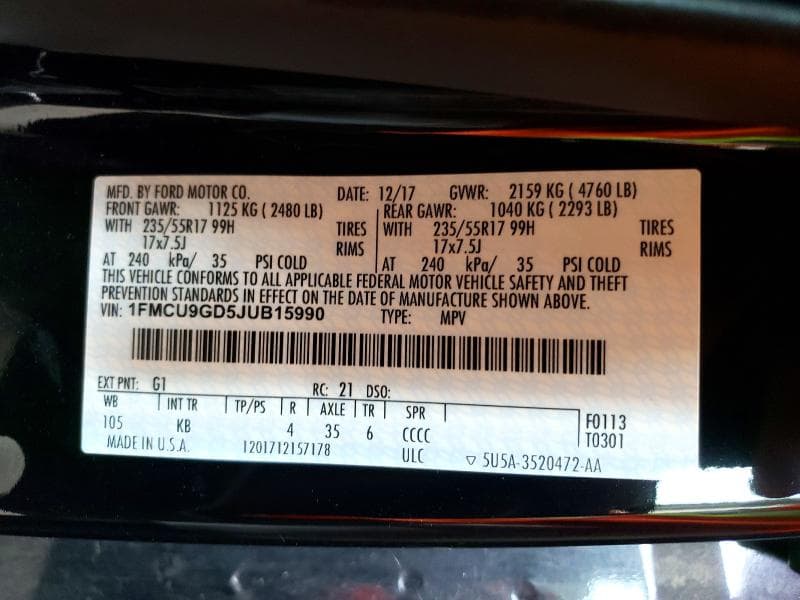 2018 FORD ESCAPE SE 13