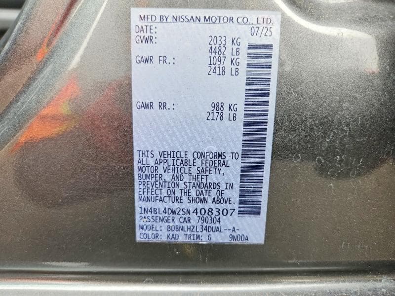 2025 NISSAN ALTIMA SV 12