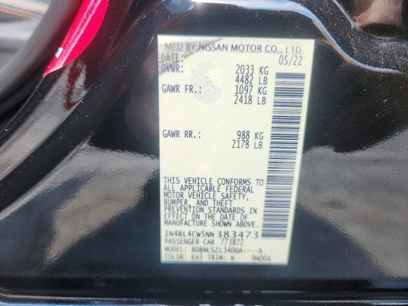 2022 NISSAN ALTIMA SR 12