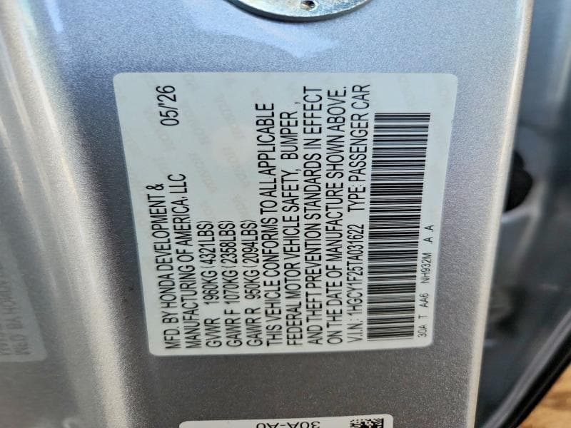 2026 HONDA ACCORD LX 13
