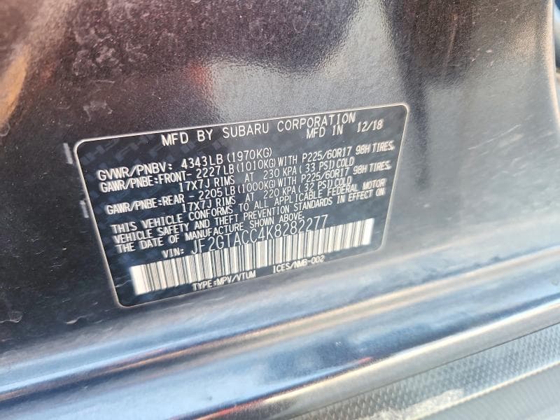 2019 SUBARU CROSSTREK PREMIUM 13