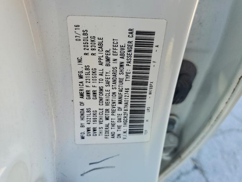 2017 HONDA ACCORD EXL 12