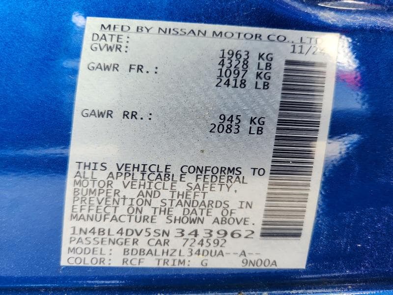 2025 NISSAN ALTIMA SV 12