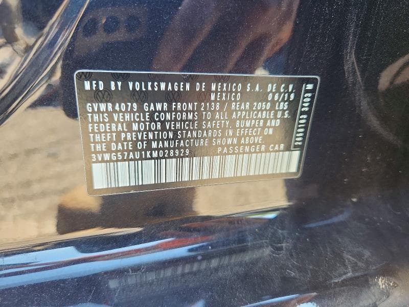 2019 VOLKSWAGEN GOLF S 12