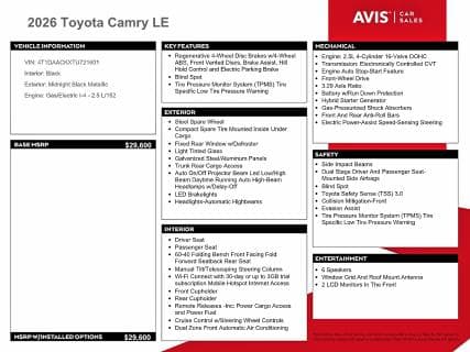 2026 TOYOTA CAMRY LE 12