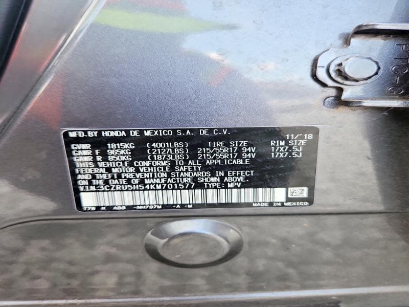 2019 HONDA HR-V EX 12