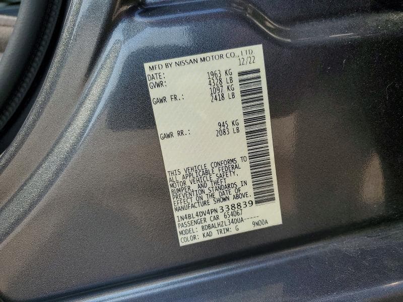 2023 NISSAN ALTIMA SV 12