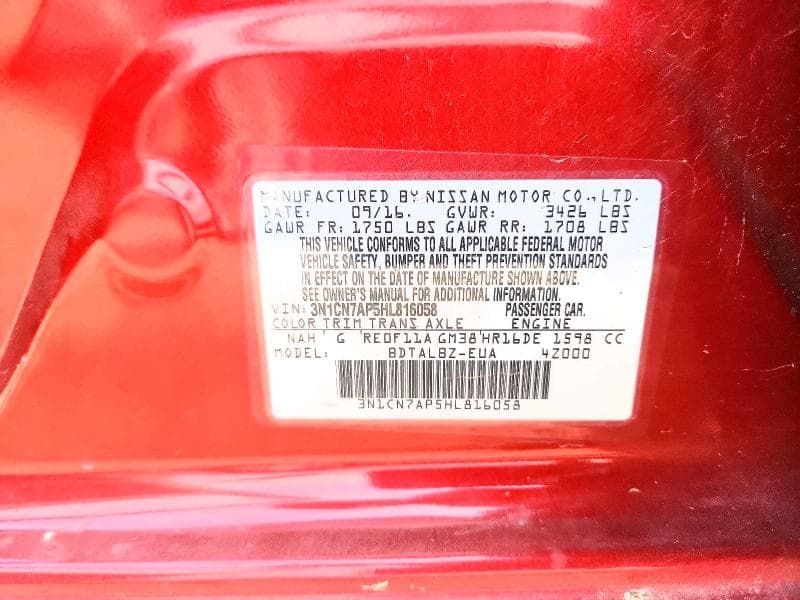 2017 NISSAN VERSA 1.6 SV 12