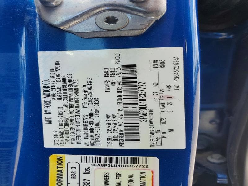 2017 FORD FUSION SE HYBRID 12