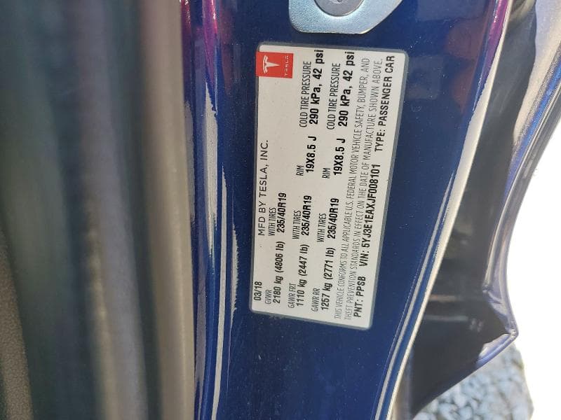 2018 TESLA MODEL 3 12