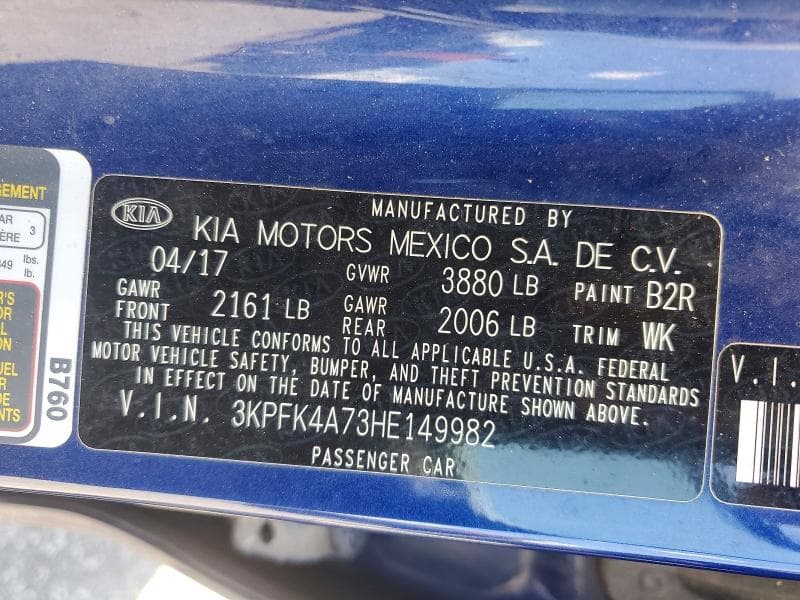 2017 KIA FORTE LX 12