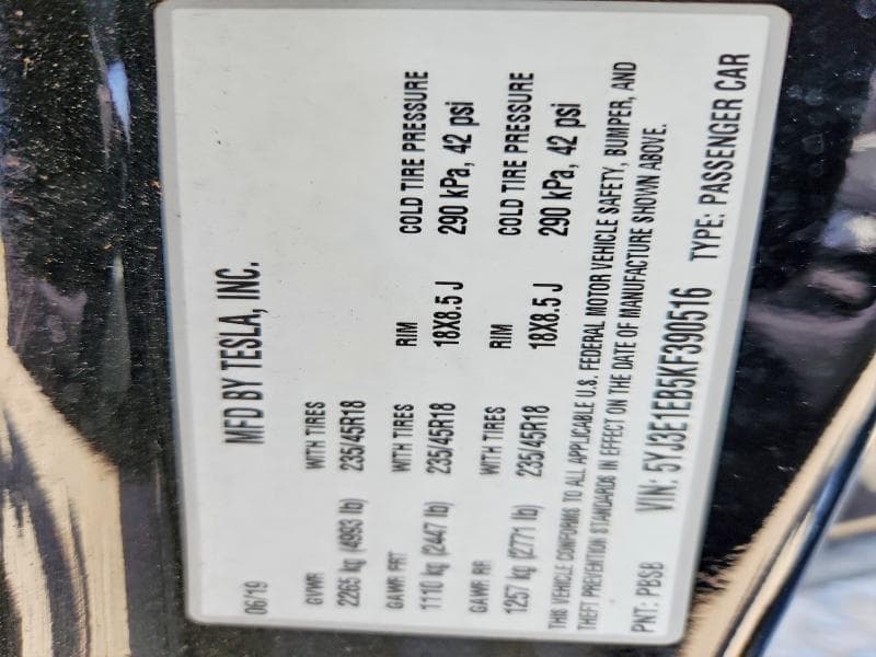 2019 TESLA MODEL 3 12