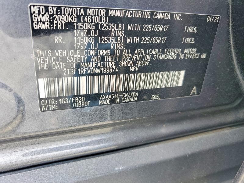 2021 TOYOTA RAV4 LE 12