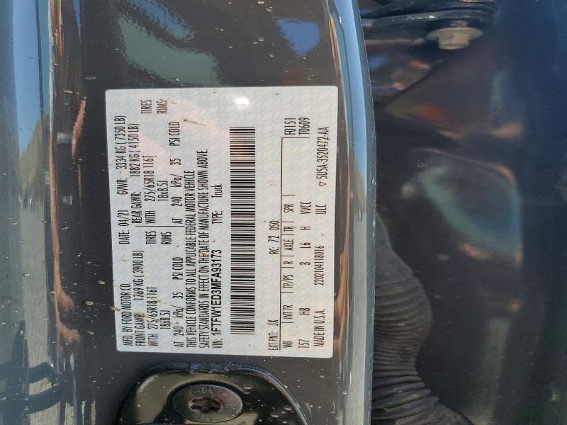 2021 FORD F150 SUPERCREW 12