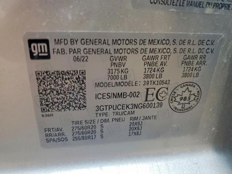 2022 GMC SIERRA K1500 ELEVATION 12