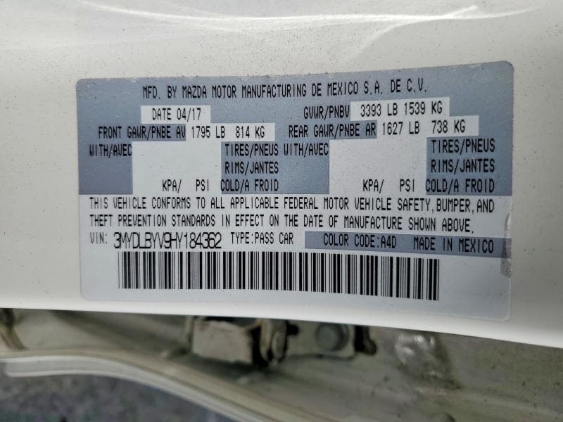 2017 TOYOTA YARIS IA BASE 12