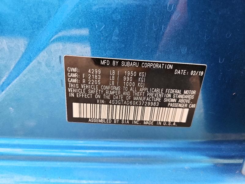 2019 SUBARU IMPREZA PREMIUM 12