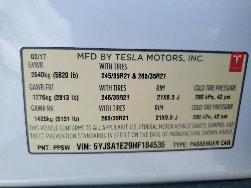 2017 TESLA MODEL S 12