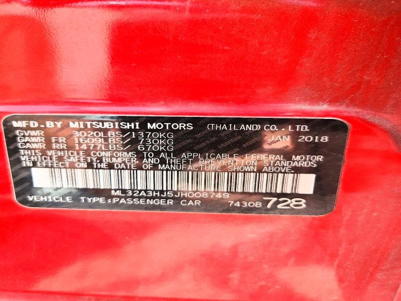2018 MITSUBISHI MIRAGE ES 12