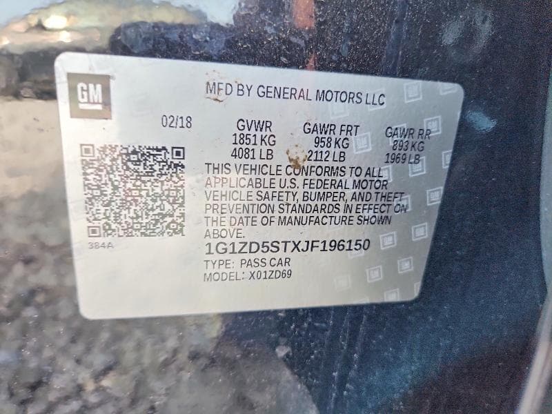 2018 CHEVROLET MALIBU LT 12