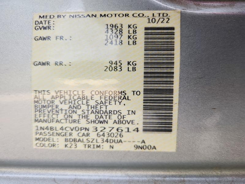 2023 NISSAN ALTIMA SR 12