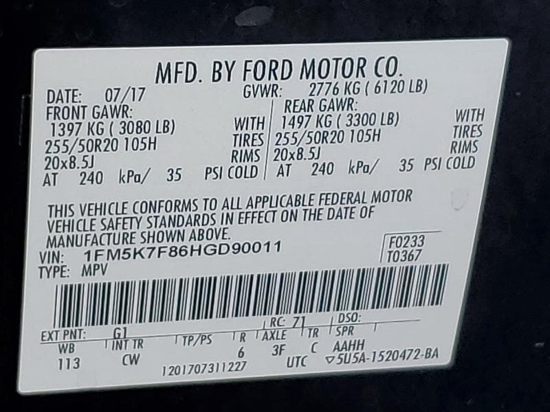 2017 FORD EXPLORER LIMITED 13