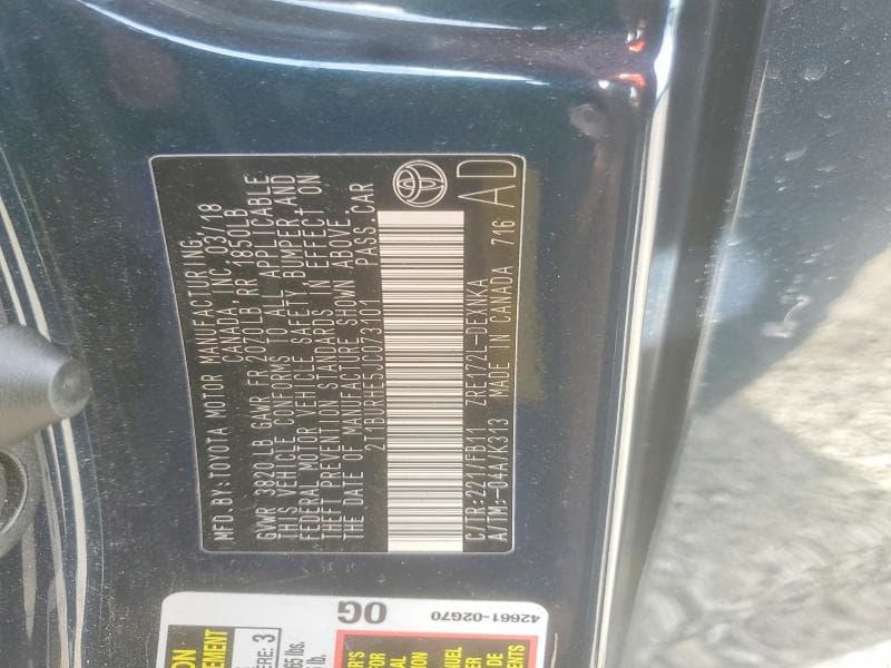 2018 TOYOTA COROLLA LE 12