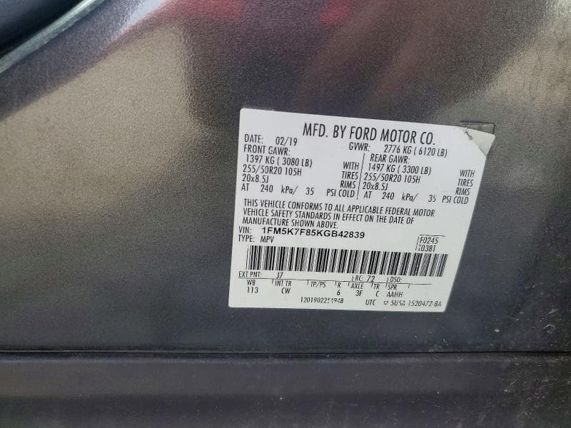 2019 FORD EXPLORER LIMITED 13