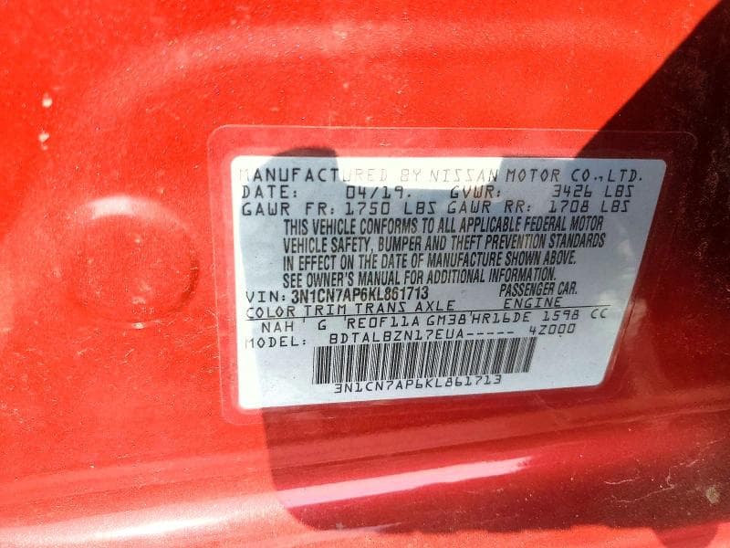 2019 NISSAN VERSA SV 12