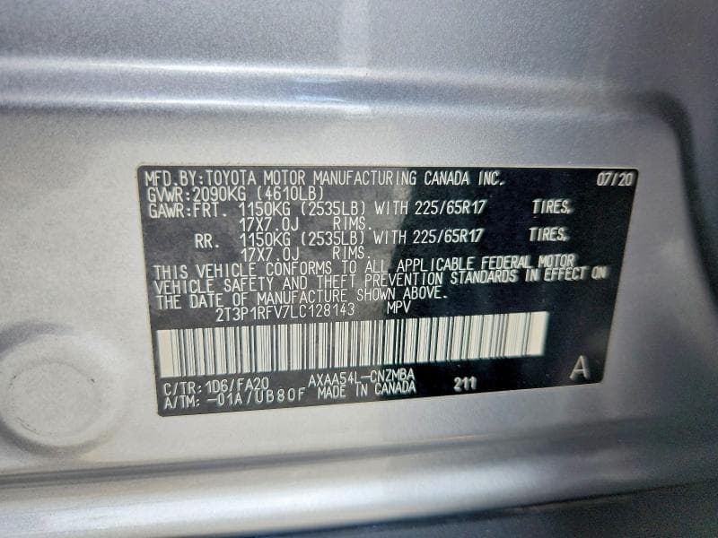 2020 TOYOTA RAV4 XLE 13