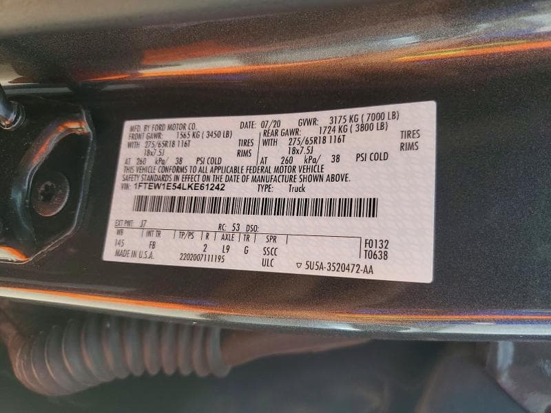 2020 FORD F150 SUPERCREW 12