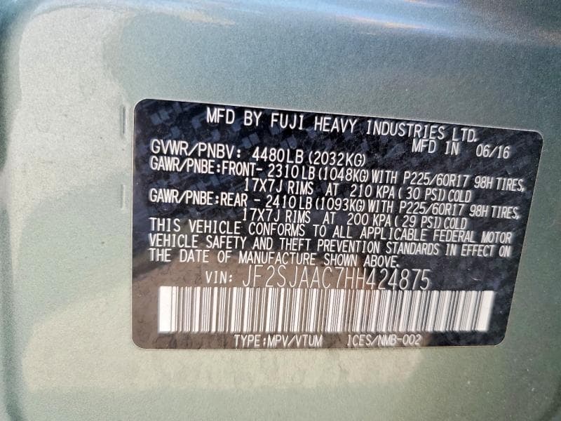 2017 SUBARU FORESTER 2.5I 13