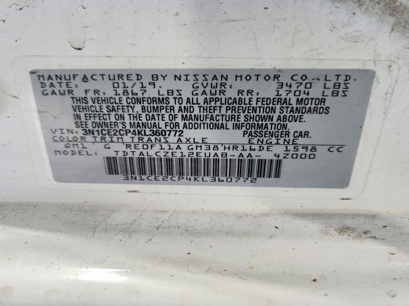 2019 NISSAN VERSA NOTE S 12