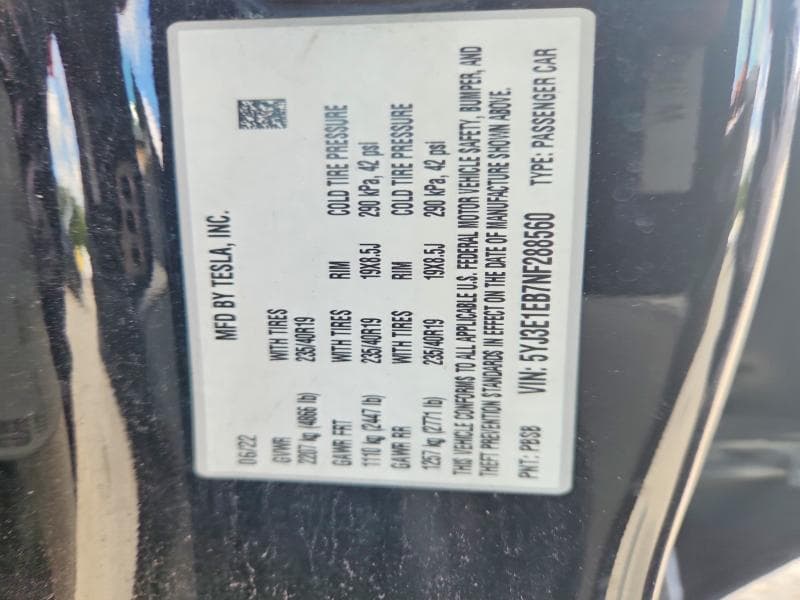 2022 TESLA MODEL 3 12