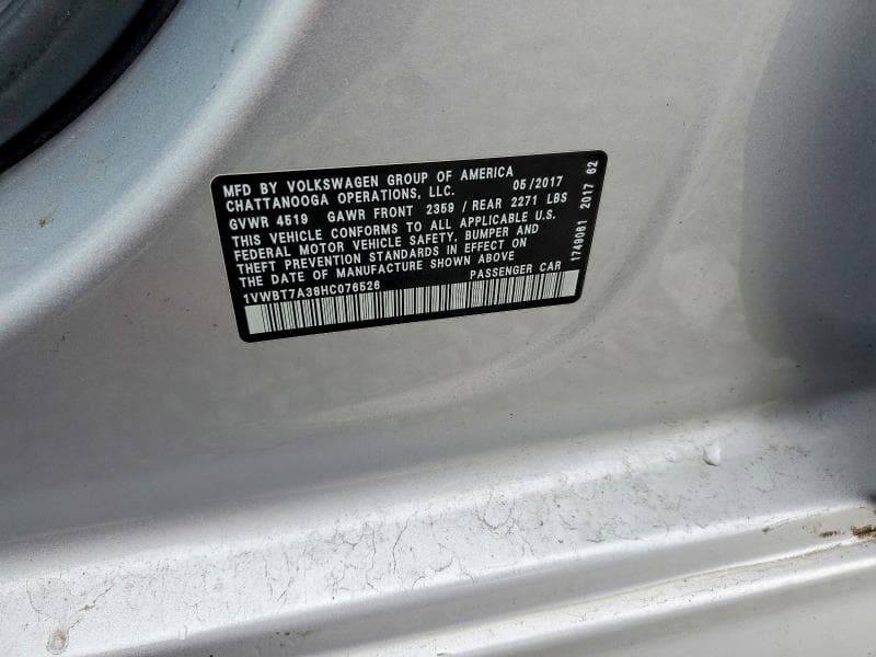 2017 VOLKSWAGEN PASSAT SE 12