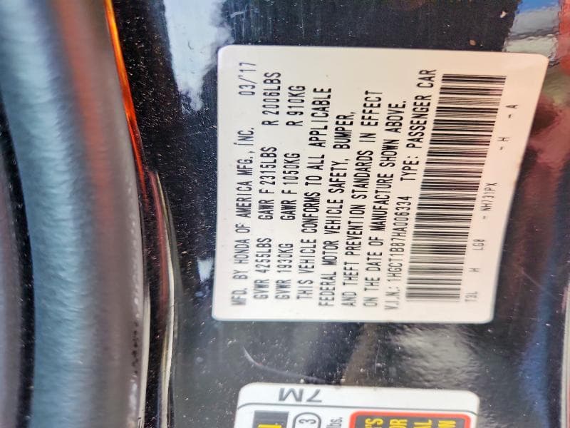 2017 HONDA ACCORD EXL 13