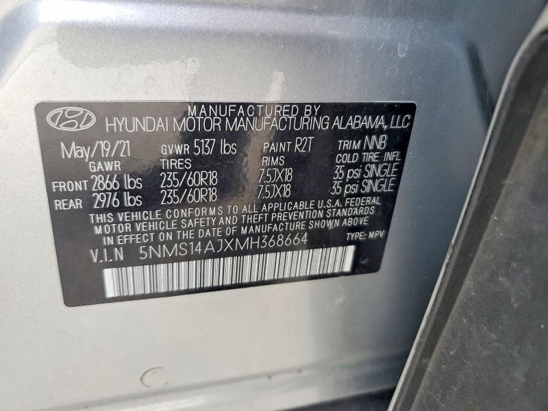 2021 HYUNDAI SANTA FE SE 14