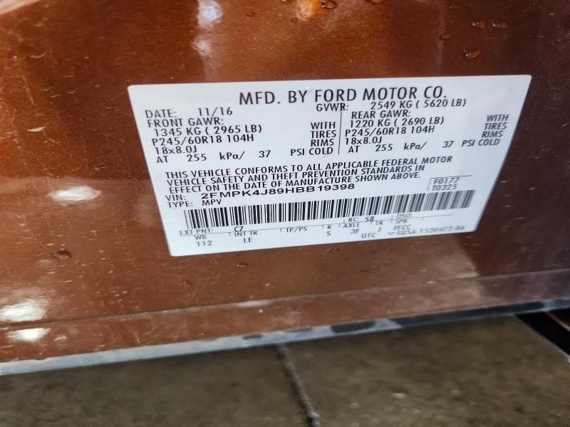 2017 FORD EDGE SEL 14
